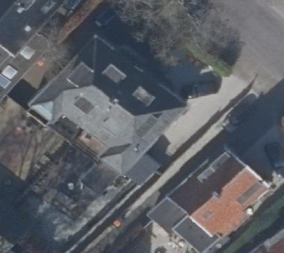 True ortho Luchtfoto op daksegment ingezoomd