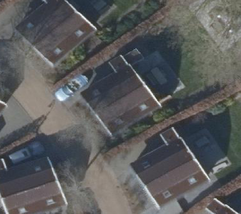 True ortho Luchtfoto op daksegment ingezoomd