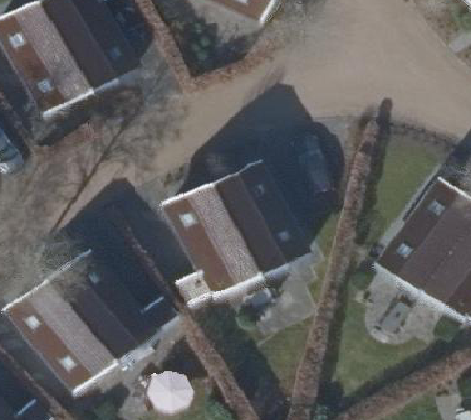 True ortho Luchtfoto op daksegment ingezoomd