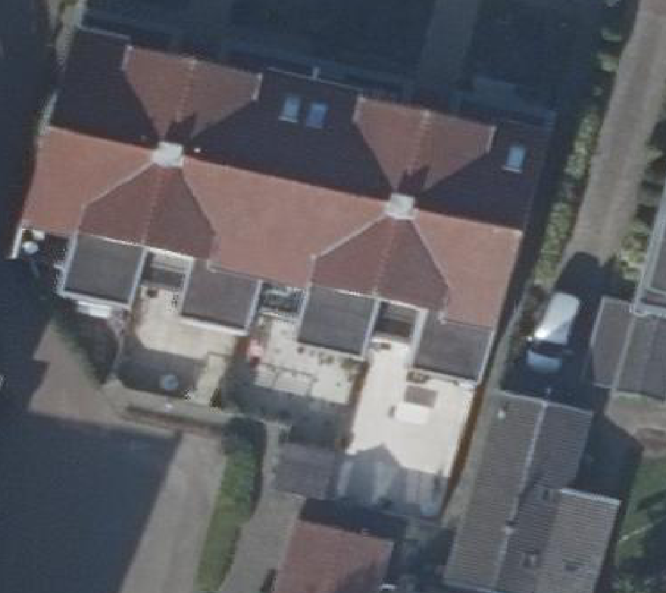 True ortho Luchtfoto op daksegment ingezoomd