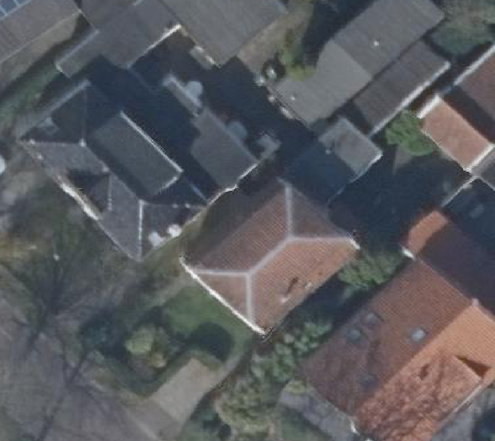 True ortho luchtfoto van Bergen (Nh) met zicht op woning
