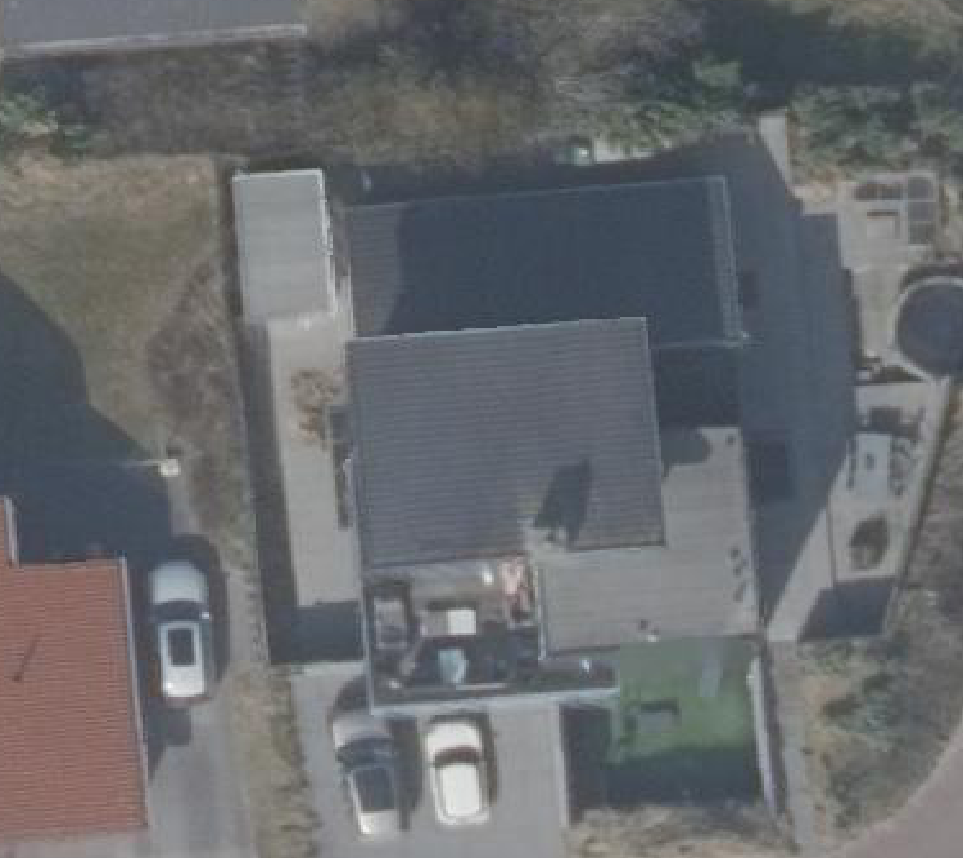 True ortho Luchtfoto op daksegment ingezoomd
