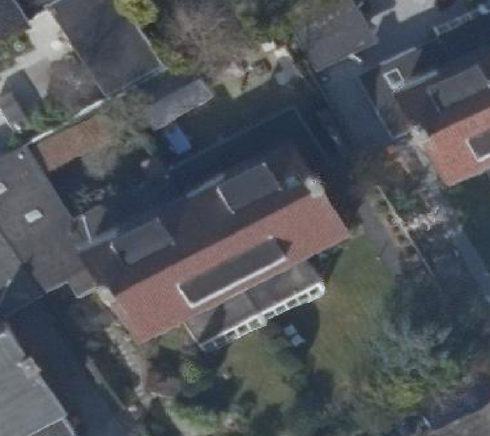 True ortho Luchtfoto op daksegment ingezoomd