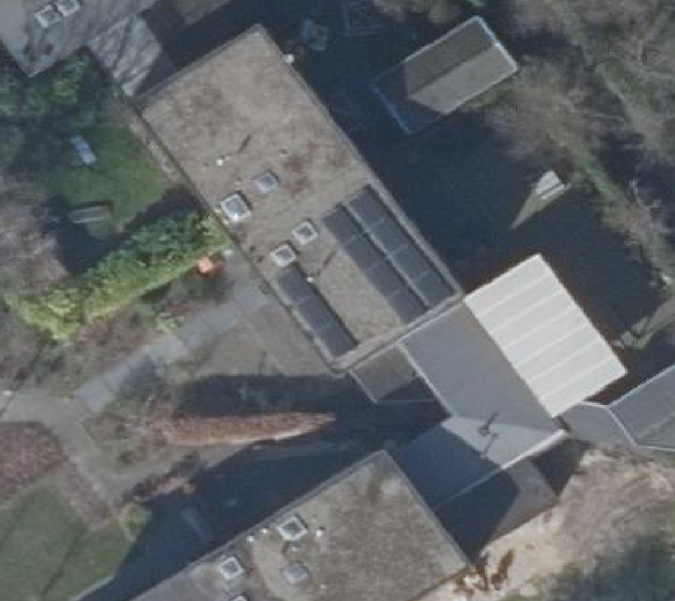True ortho Luchtfoto op daksegment ingezoomd