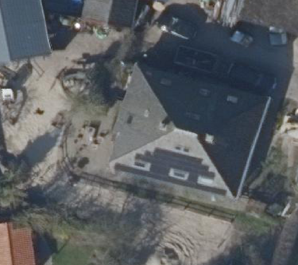 True ortho Luchtfoto op daksegment ingezoomd