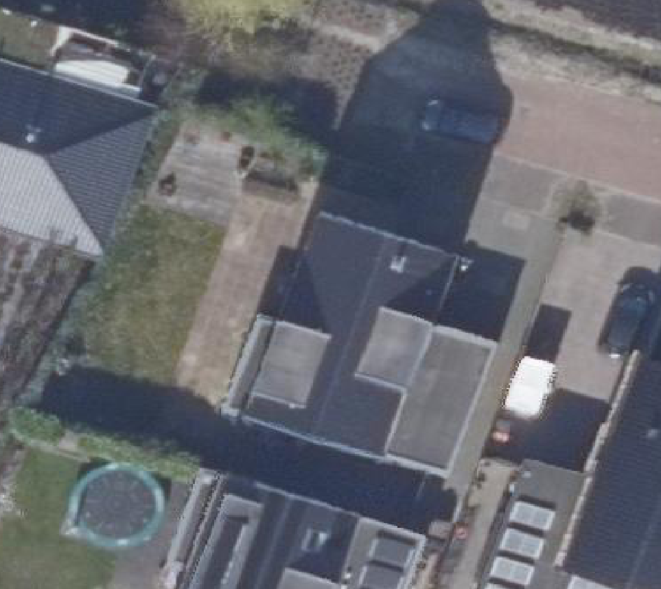 True ortho Luchtfoto op daksegment ingezoomd