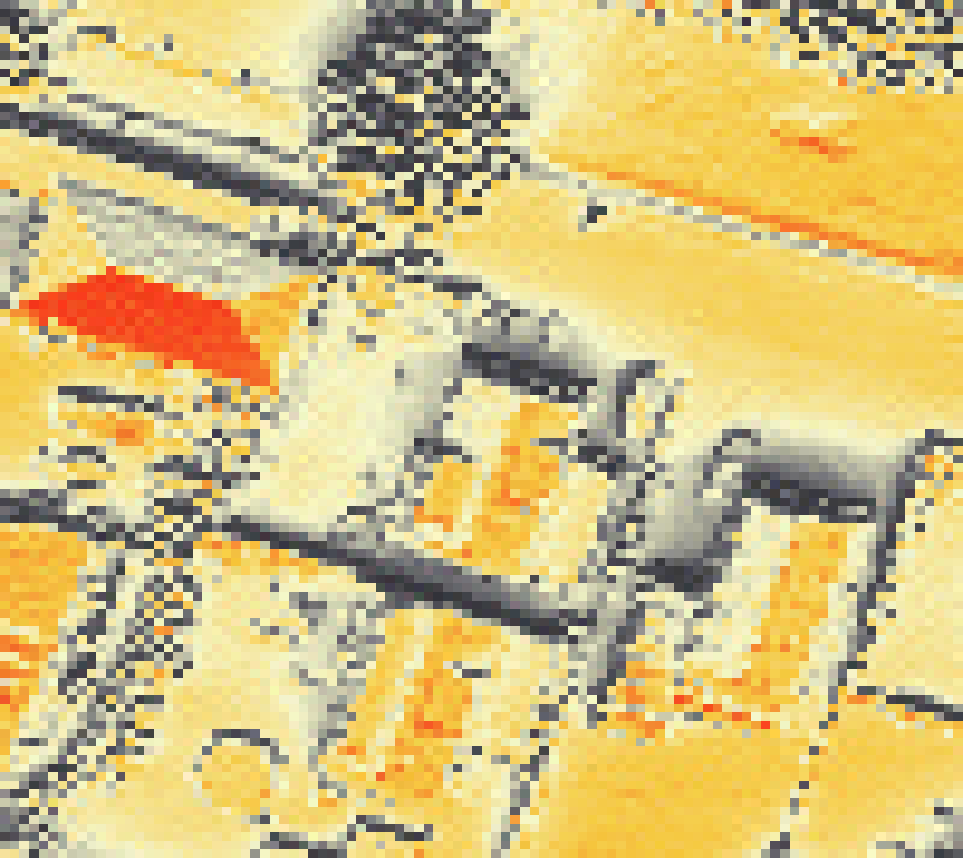 PV-irradiatie op daksegment met intensiteitsverdeling van zonlicht