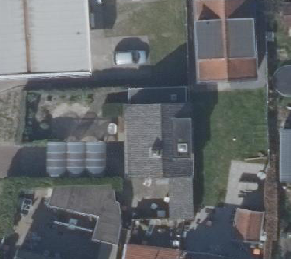 True ortho Luchtfoto op daksegment ingezoomd