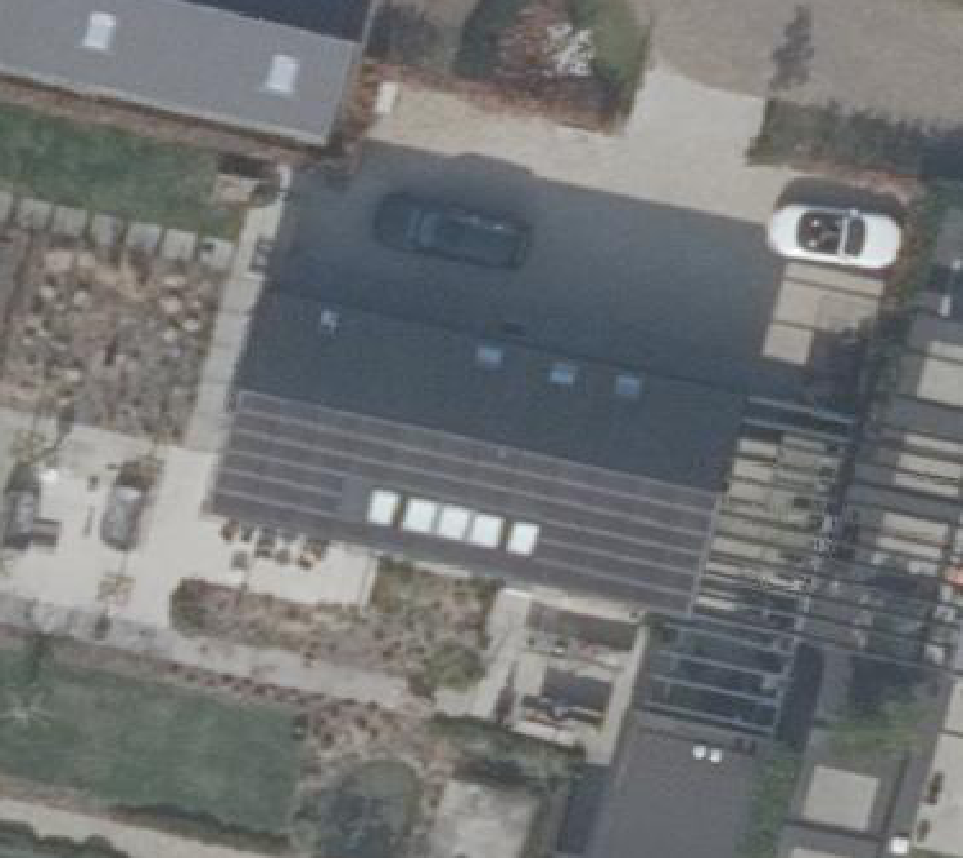 True ortho Luchtfoto op daksegment ingezoomd