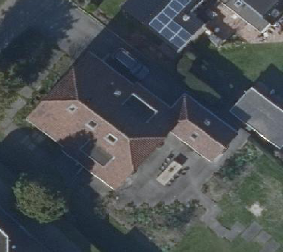 True ortho Luchtfoto op daksegment ingezoomd