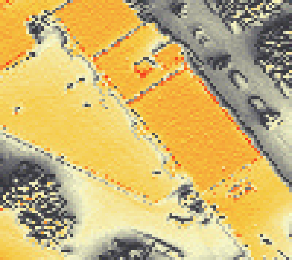 PV-irradiatie op daksegment met intensiteitsverdeling van zonlicht
