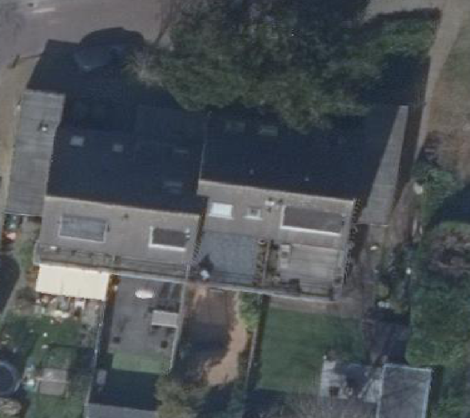 True ortho Luchtfoto op daksegment ingezoomd