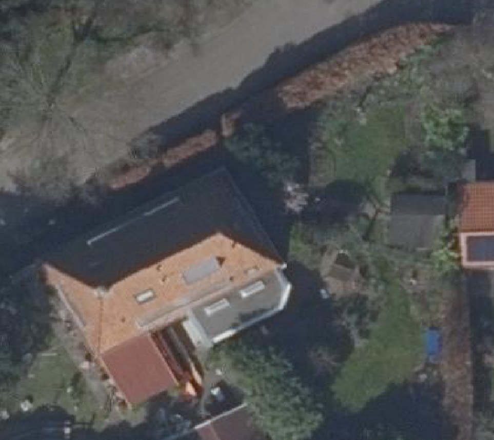 True ortho Luchtfoto op daksegment ingezoomd