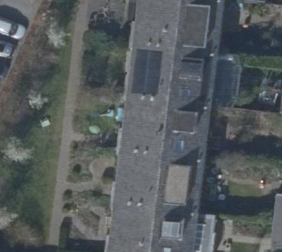 True ortho Luchtfoto op daksegment ingezoomd