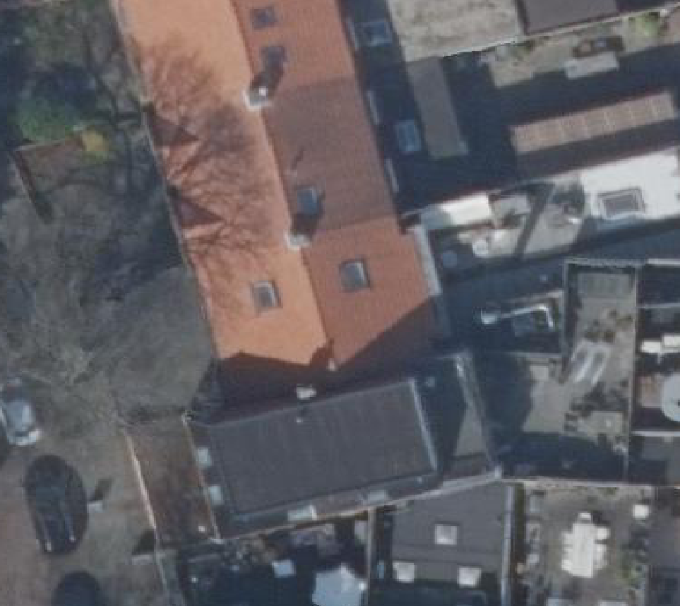 True ortho Luchtfoto op daksegment ingezoomd