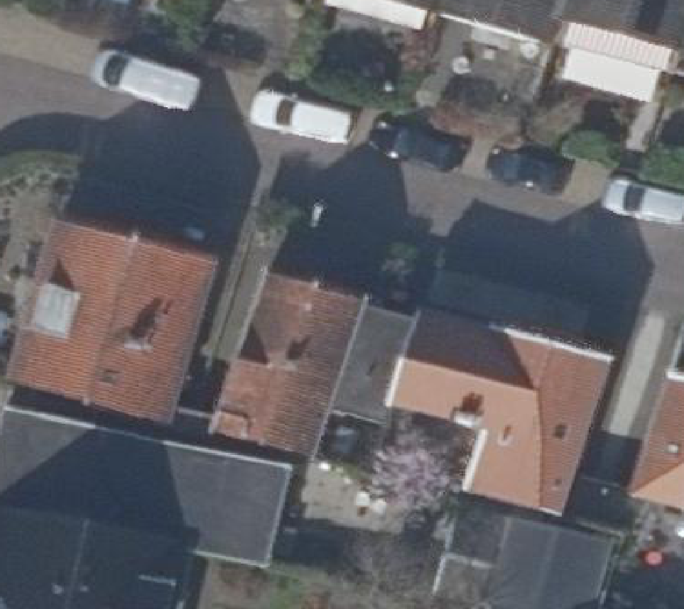 True ortho Luchtfoto op daksegment ingezoomd