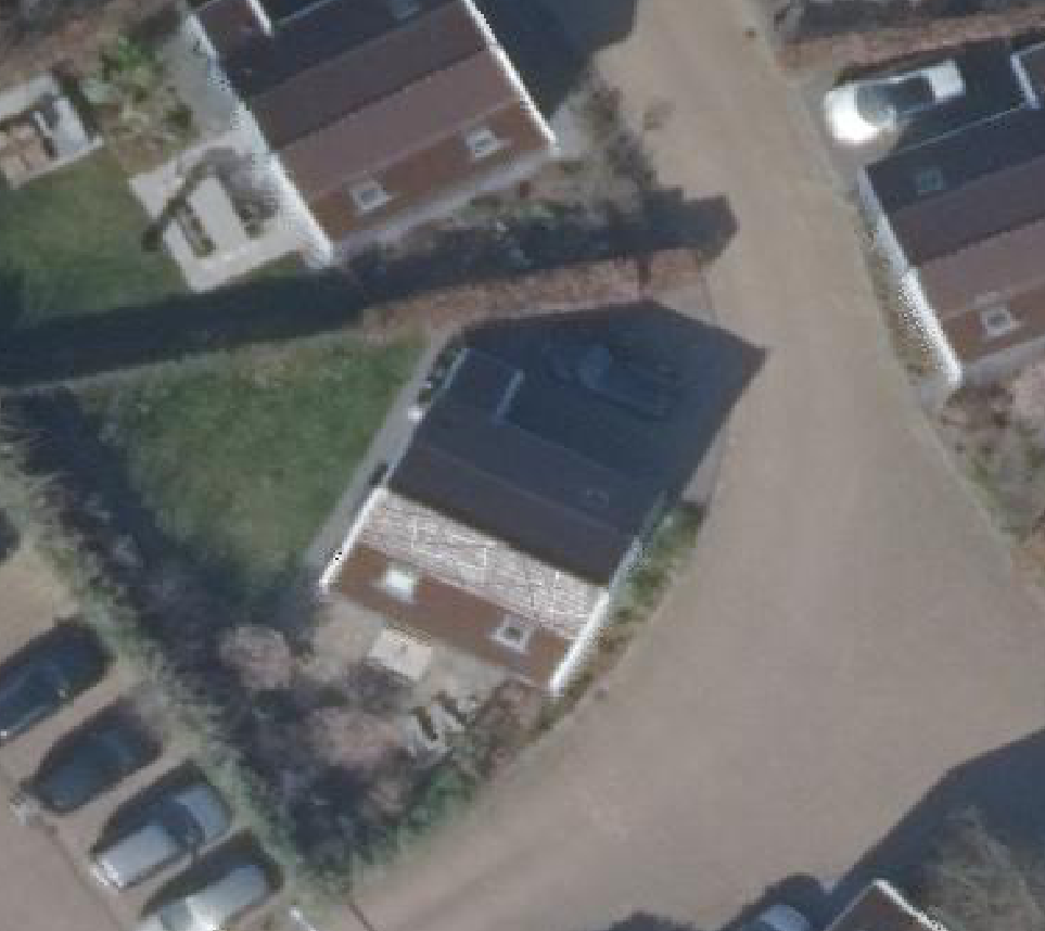 True ortho Luchtfoto op daksegment ingezoomd