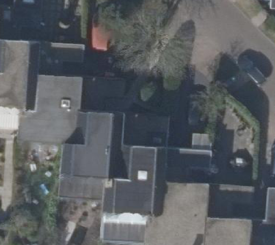 True ortho Luchtfoto op daksegment ingezoomd