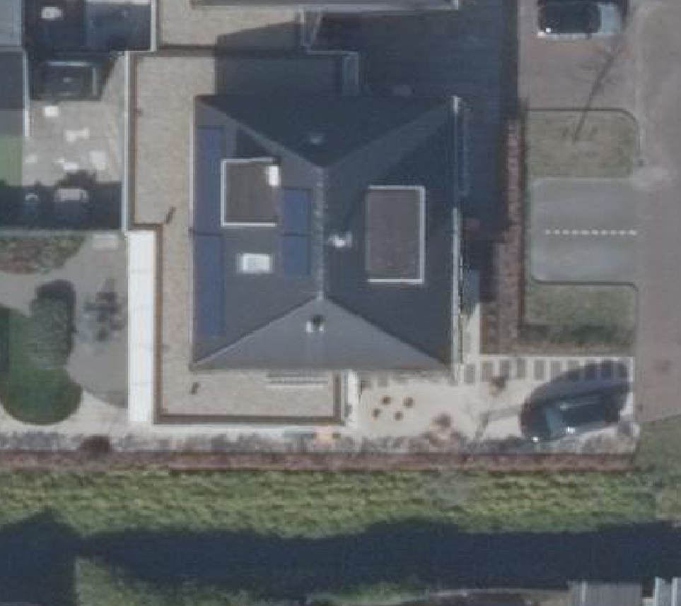 True ortho Luchtfoto op daksegment ingezoomd