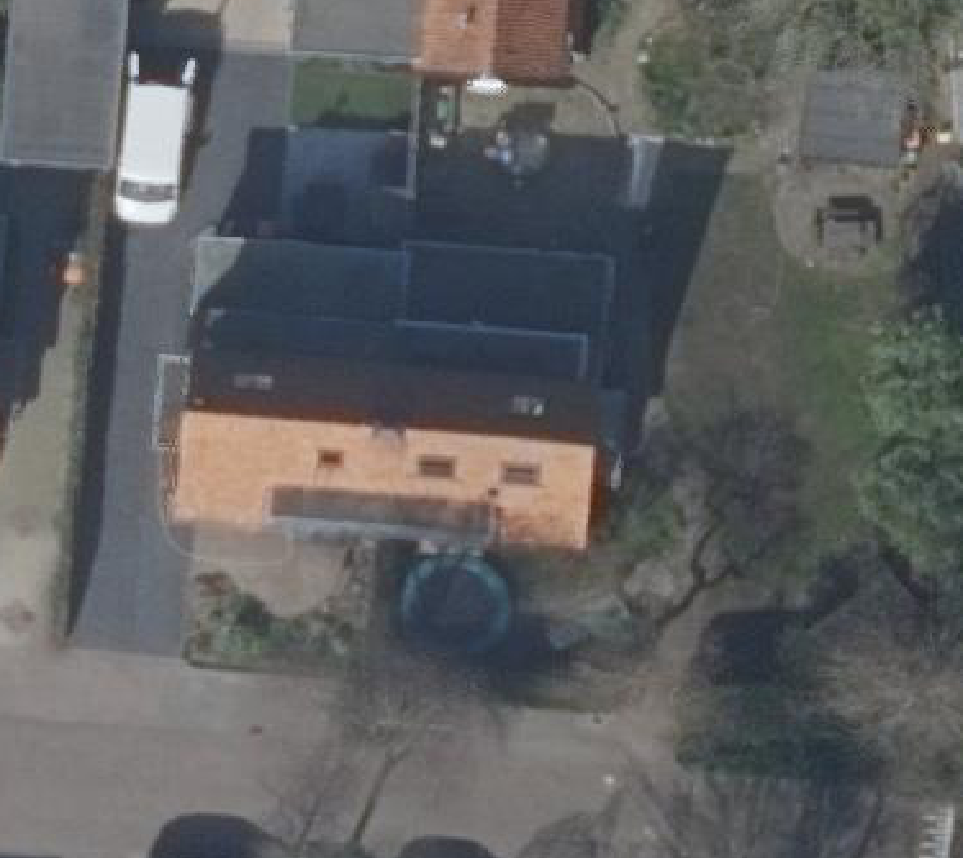 True ortho Luchtfoto op daksegment ingezoomd