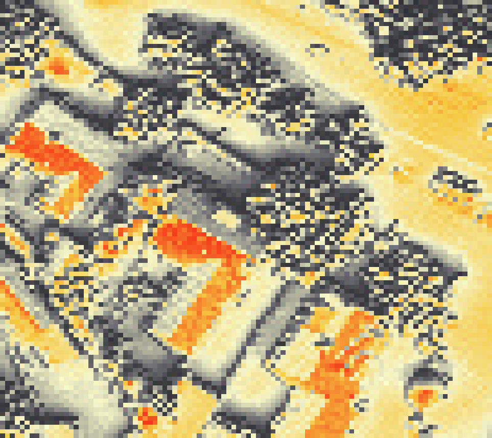 PV-irradiatie op daksegment met intensiteitsverdeling van zonlicht