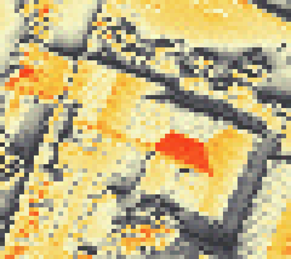 PV-irradiatie op daksegment ingezoomd met intensiteitsverdeling van zonlicht