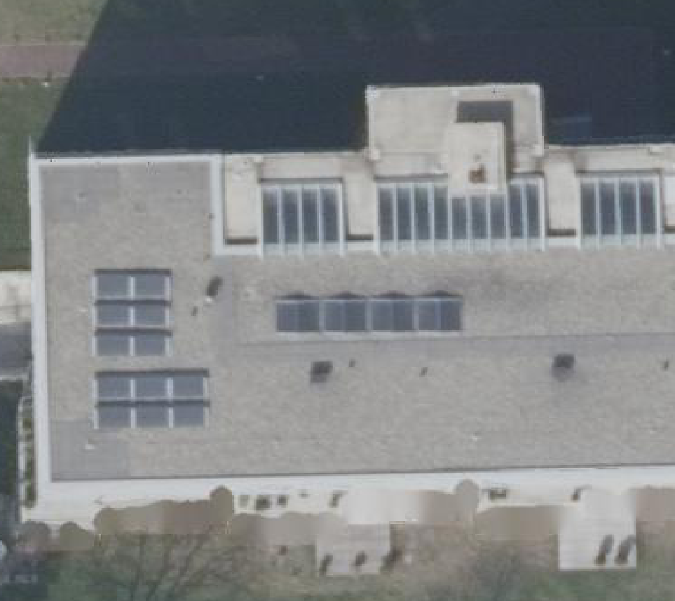 True ortho Luchtfoto op daksegment ingezoomd