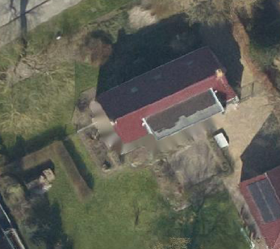 True ortho Luchtfoto op daksegment ingezoomd