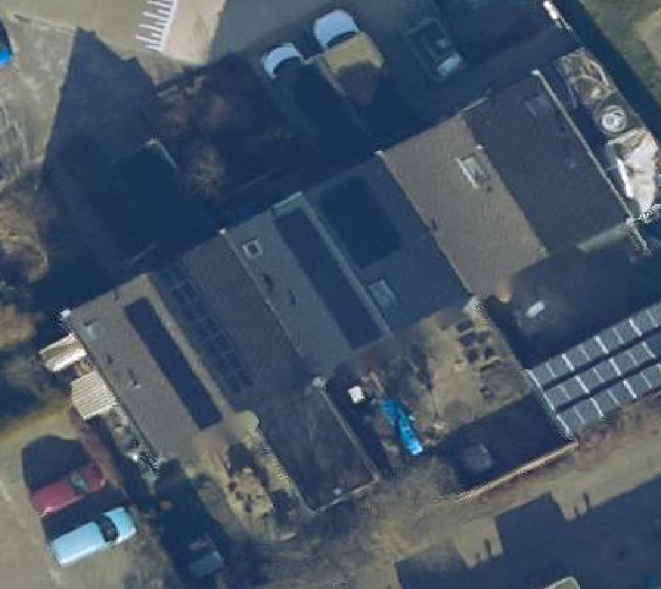 True ortho Luchtfoto op daksegment ingezoomd