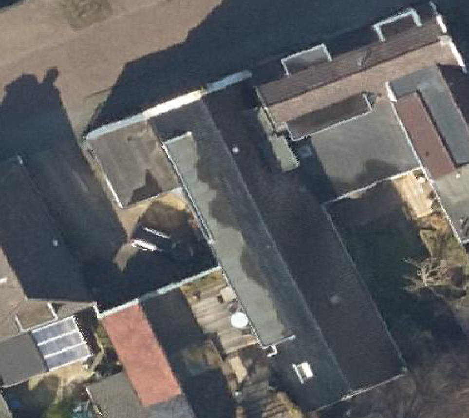 True ortho Luchtfoto op daksegment ingezoomd