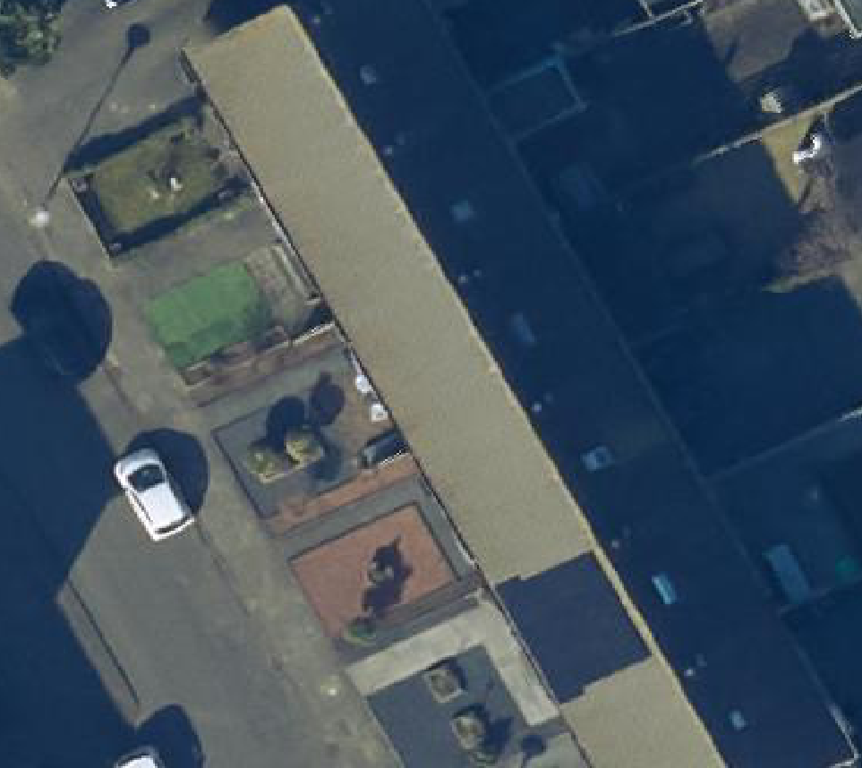 True ortho Luchtfoto op daksegment ingezoomd