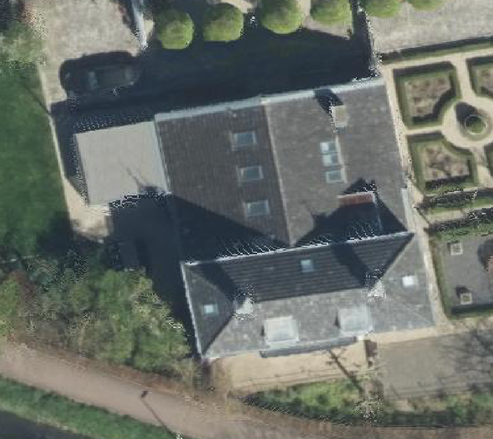 True ortho Luchtfoto op daksegment ingezoomd