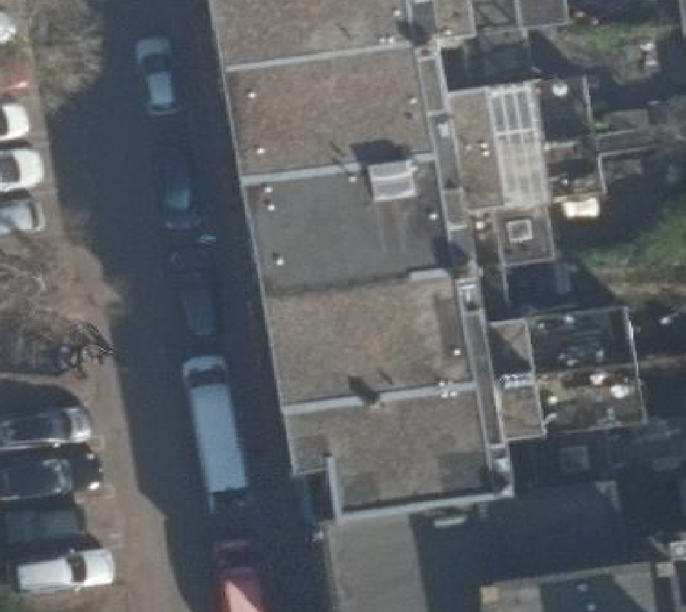 True ortho Luchtfoto op daksegment ingezoomd