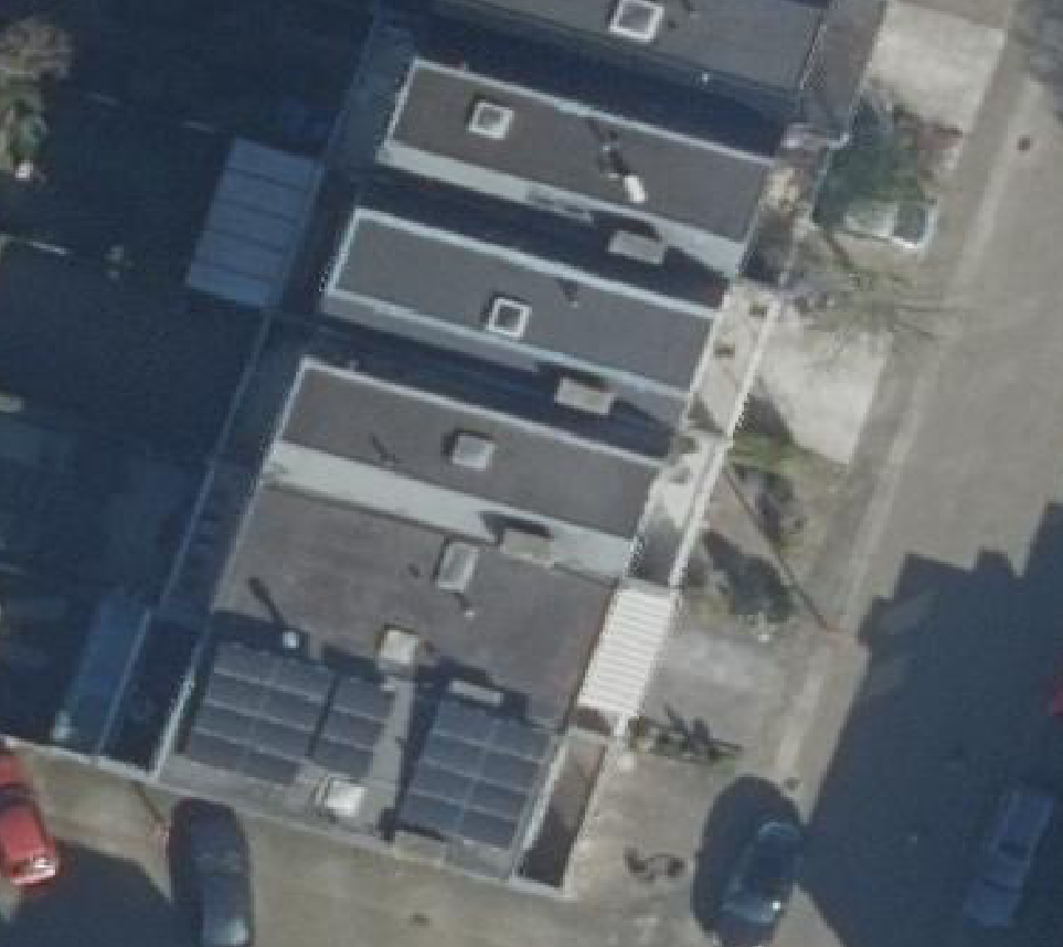 True ortho Luchtfoto op daksegment ingezoomd