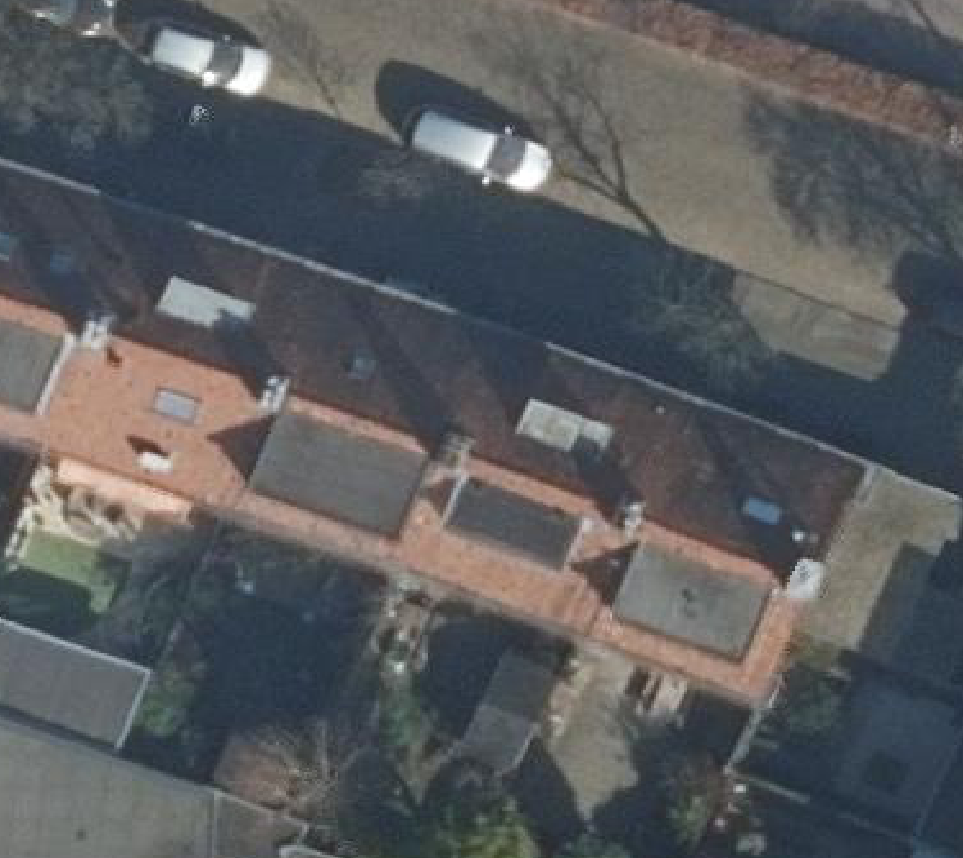 True ortho Luchtfoto op daksegment ingezoomd