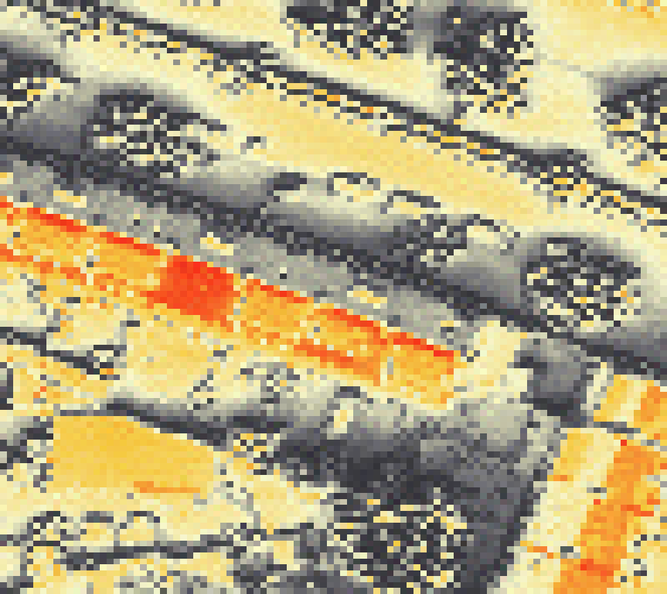 PV-irradiatie op daksegment met intensiteitsverdeling van zonlicht