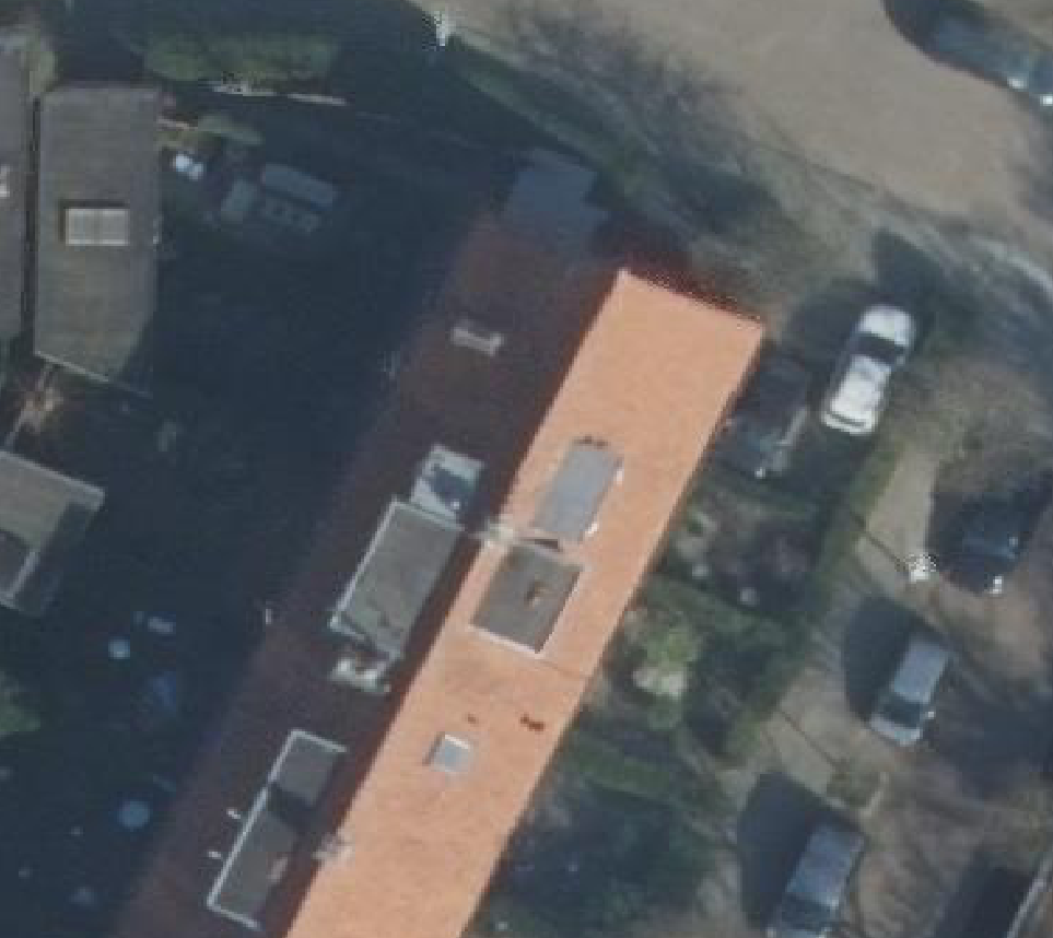 True ortho Luchtfoto op daksegment ingezoomd