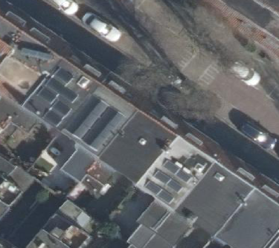 True ortho Luchtfoto op daksegment ingezoomd