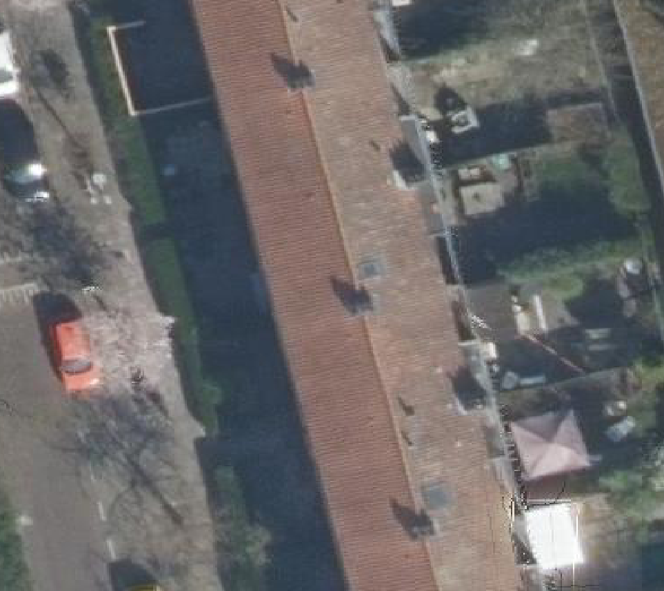 True ortho Luchtfoto op daksegment ingezoomd