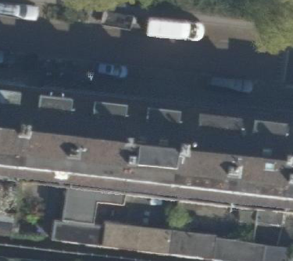 True ortho Luchtfoto op daksegment ingezoomd