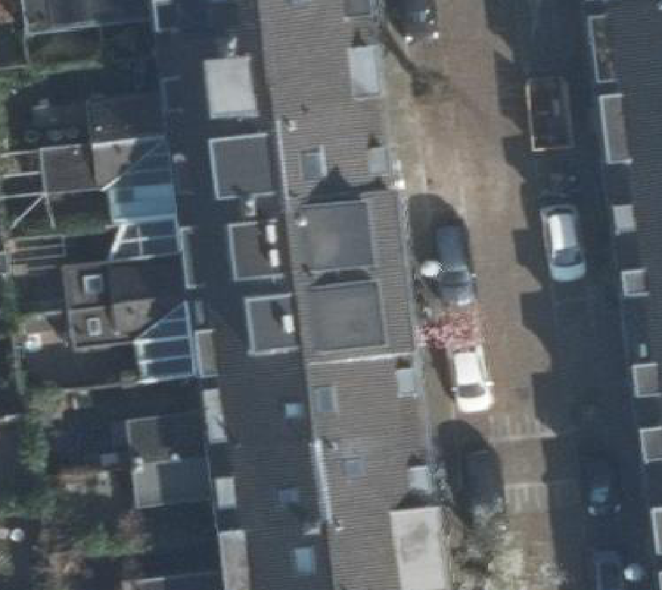 True ortho Luchtfoto op daksegment ingezoomd