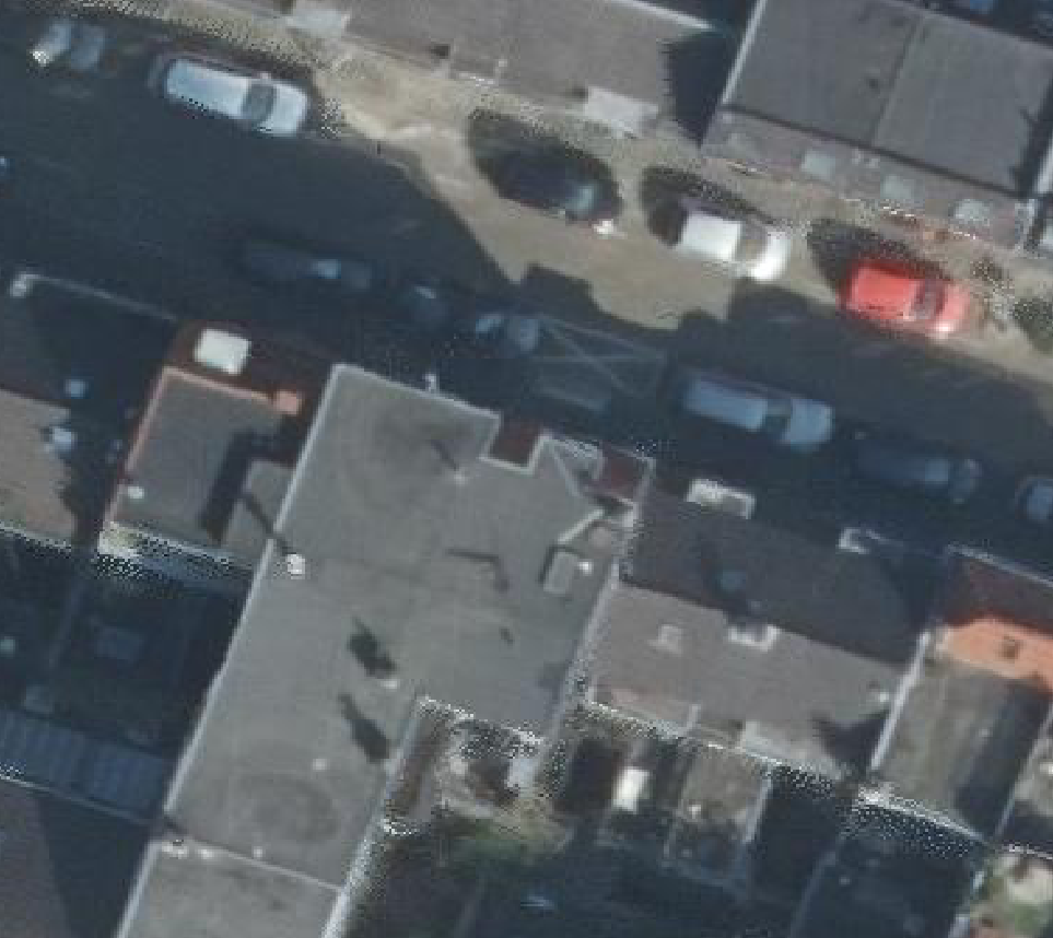 True ortho Luchtfoto op daksegment ingezoomd