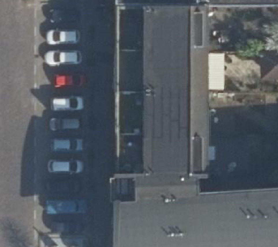 True ortho Luchtfoto op daksegment ingezoomd