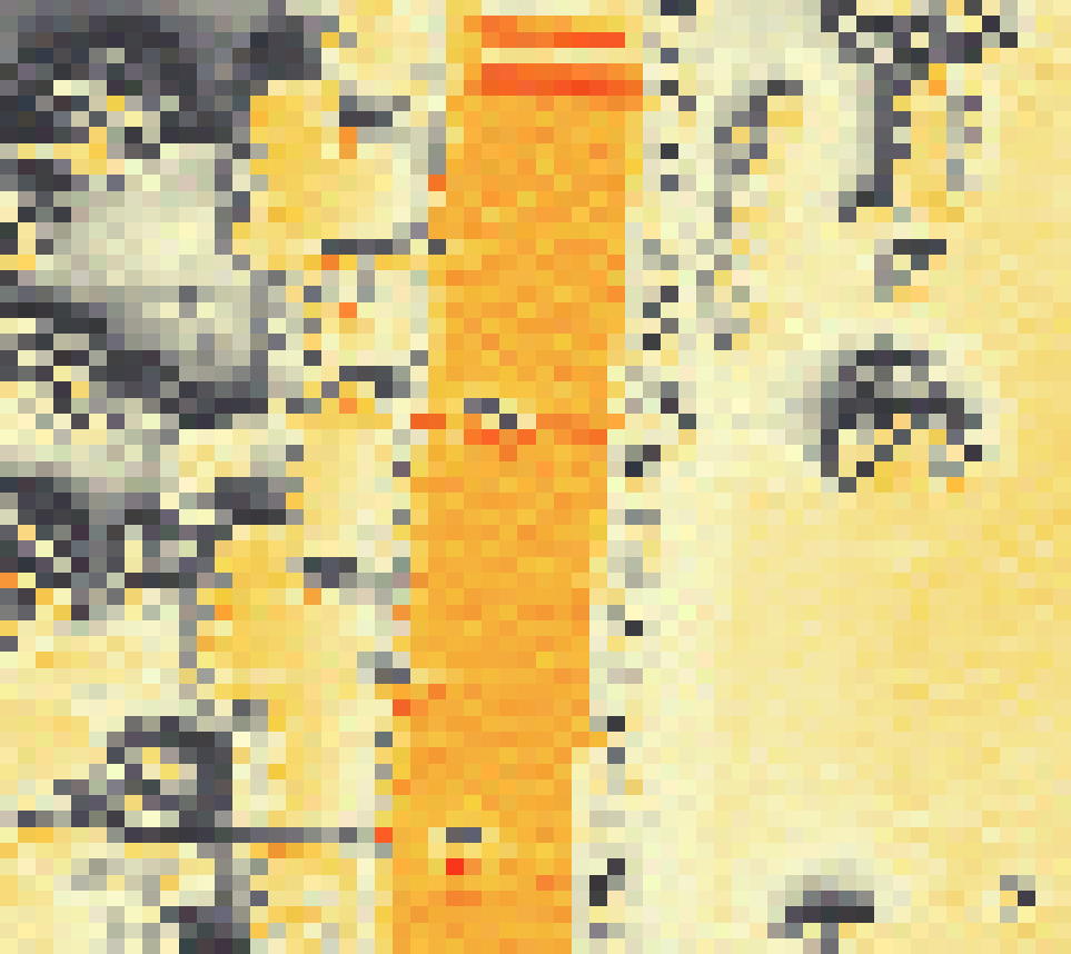PV-irradiatie op daksegment ingezoomd met intensiteitsverdeling van zonlicht