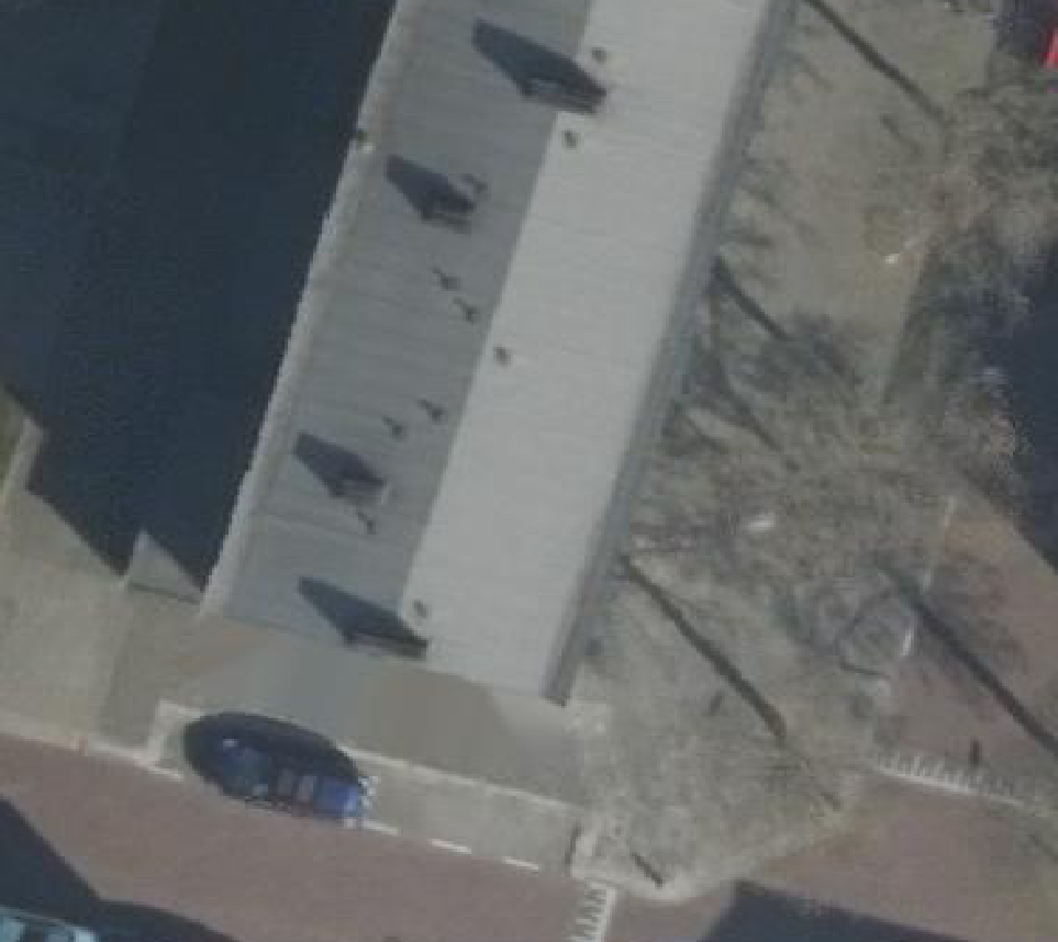 True ortho Luchtfoto op daksegment ingezoomd