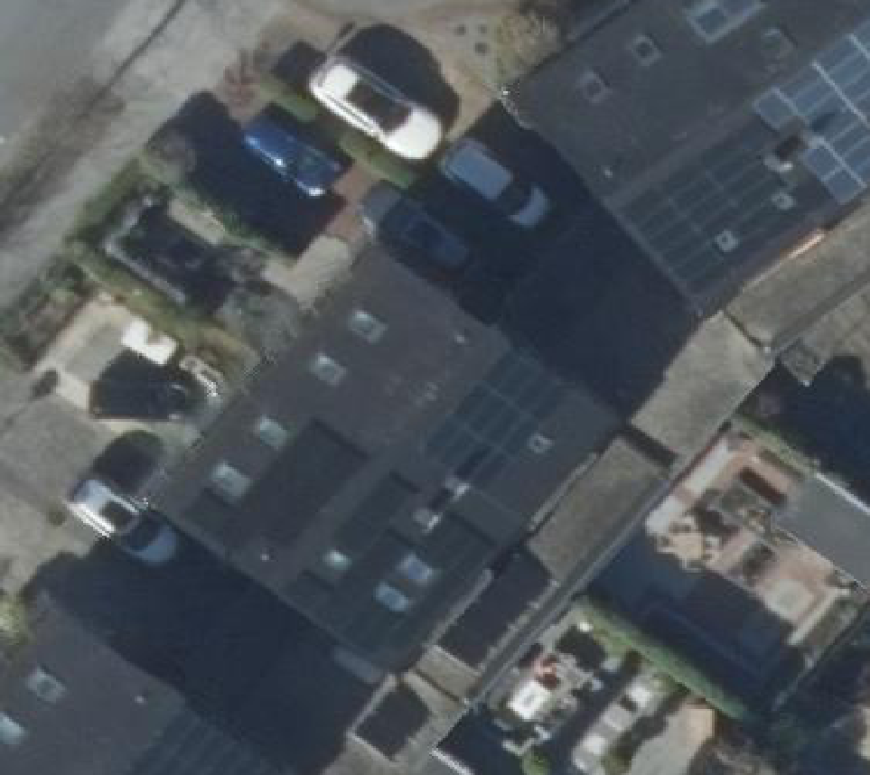 True ortho Luchtfoto op daksegment ingezoomd