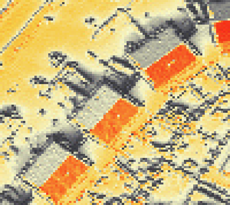 PV-irradiatie op daksegment met intensiteitsverdeling van zonlicht
