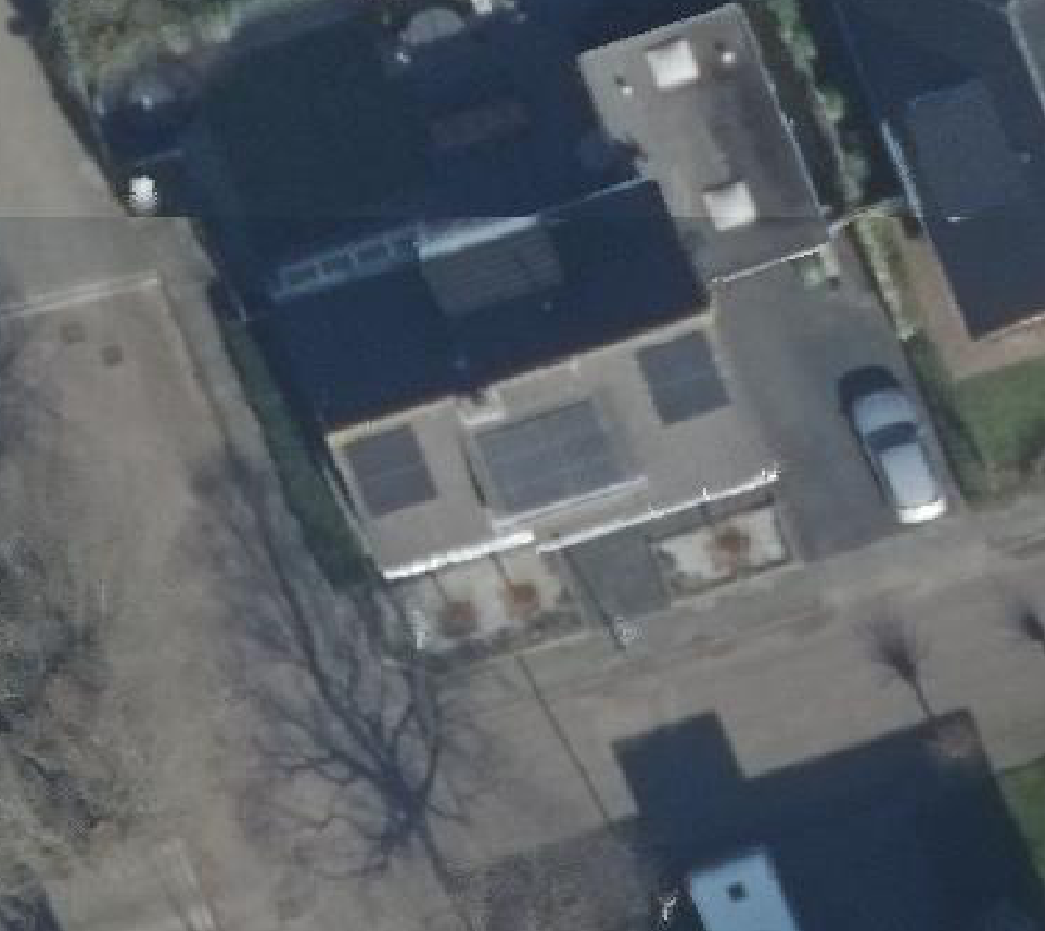 True ortho Luchtfoto op daksegment ingezoomd