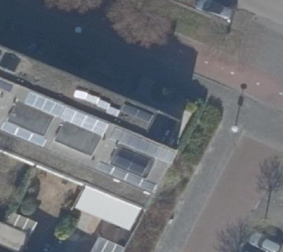 True ortho Luchtfoto op daksegment ingezoomd