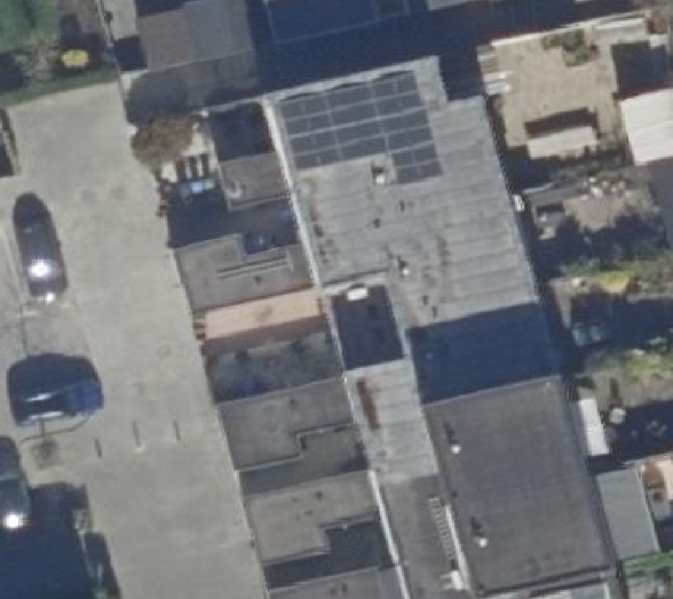 True ortho Luchtfoto op daksegment ingezoomd